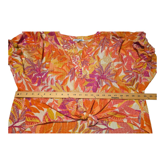 Rose + Olive Top Womens Size Large Multi Floral Print Balloon Sleeve Colorful - Picture 10 of 11